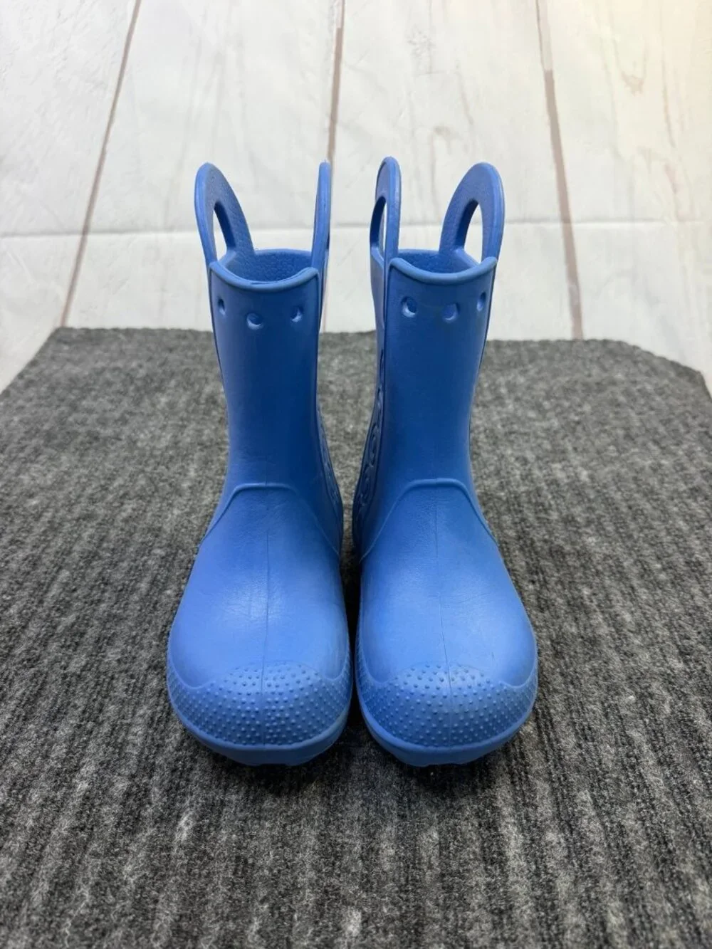 Crocs Handle It Rain Boots Blue Kids Size J1 Waterproof Pull-On Boots